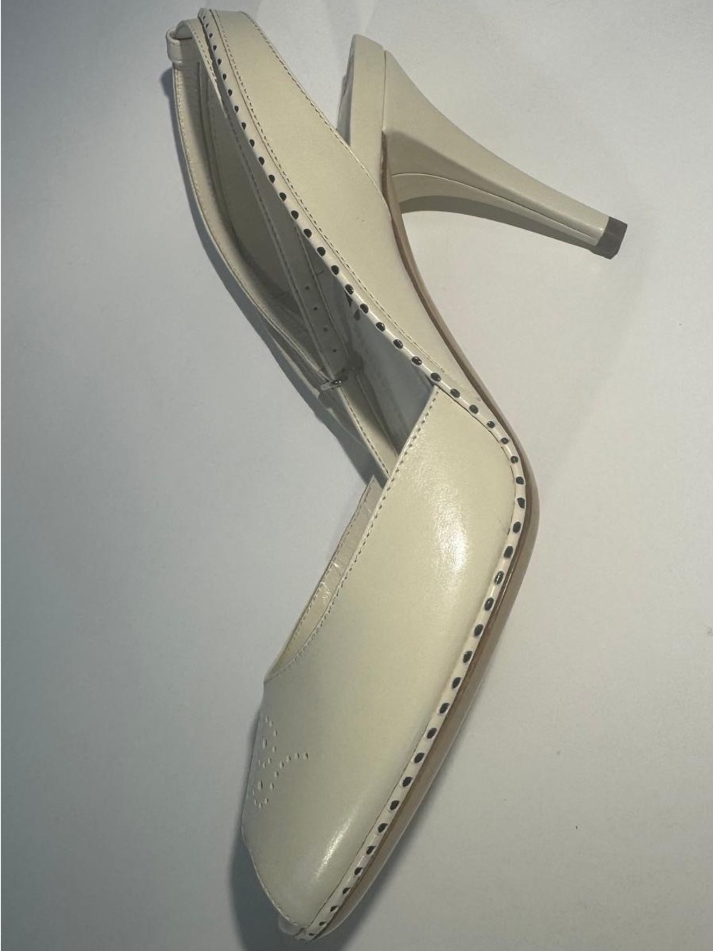 Ralph Lauren Cream Peep-Toe Slingback Heels - Picture 9 of 9